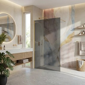 Walk-in douchewand Rea Flexi Grey / Brush Gold 130