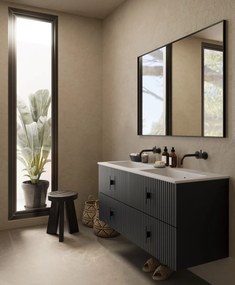 Muebles Avila badmeubel ribbelfront 120cm antraciet mat met dubbele wastafel zonder kraangaten