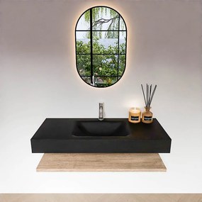 Zaro Alan badmeubel 110cm met planchet washed oak en vrijhangende wastafel cloud midden 1 kraangat urban