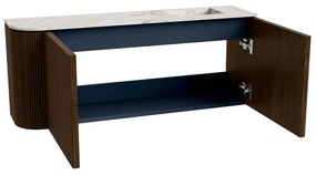 Mondiaz Joya DLux 100cm toiletmeubel ronding links walnut met wastafel faye rechts 1 kraangat frappe