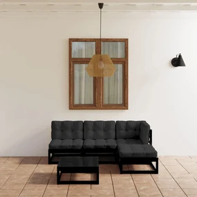 vidaXL 5-delige Loungeset met kussens massief grenenhout