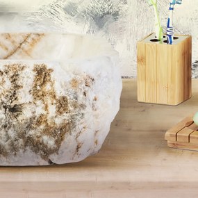 Sanigoods River waskom natuursteen 35cm sunset onyx