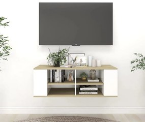 vidaXL Tv-wandmeubel 102x35x35 cm spaanplaat wit sonoma eikenkleurig