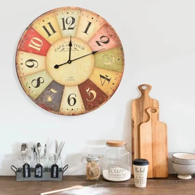 vidaXL Wandklok vintage stijl 60 cm meerkleurig