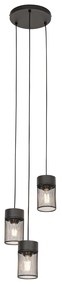 Industriële hanglamp zwart 3-lichts - Jim