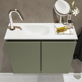 Mondiaz Ture 60cm toiletmeubel army met wastafel talc links 1 kraangat