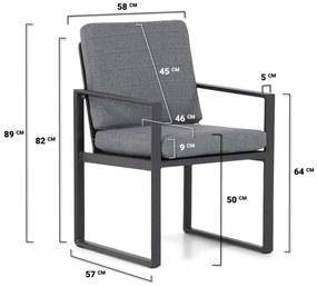 Tuinset 6 personen 230 cm Aluminium Grijs Santika Furniture Santika