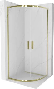 Mexen Rio douchecabine halfrond 80 x 80 cm, transparant, goud - 863-080-080-50-00