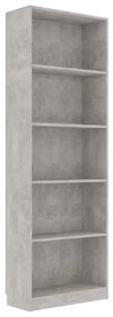 vidaXL Boekenkast met 5 schappen 60x24x175 cm bewerkt hout betongrijs