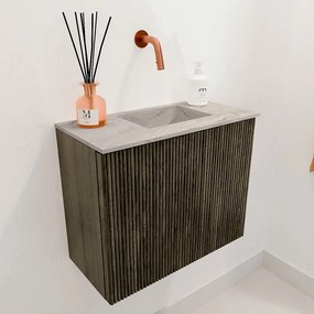 Mondiaz Joya DLux 50cm toiletmeubel shadow met wastafel faye rechts zonder kraangat glace