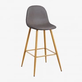 Glamm Hoge Kruk In Imitatieleer Grijs – Antraciet & ↑75 Cm & Natuurlijk Hout - Sklum