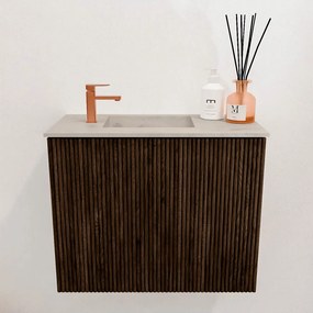 Mondiaz Joya DLux 50cm toiletmeubel walnut met wastafel faye links 1 kraangat opalo