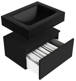 Zaro Alan badmeubel 60cm urban 1 lade met vrijhangende wastafel cloud midden zonder kraangat urban
