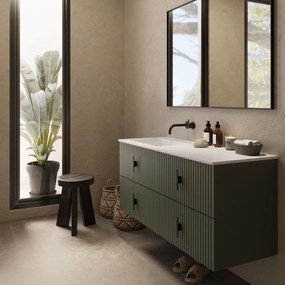 Muebles Avila badmeubel ribbelfront 120cm legergroen met wastafel links zonder kraangat