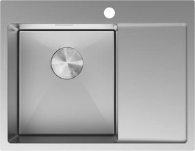 Mexen Exar stalen spoelbak 1-kamer met afdruiprek, links 620 x 480 mm, inox - 6431621005L-01