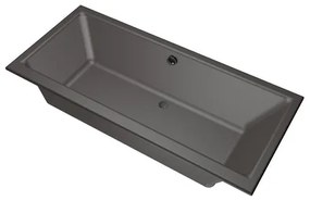 Xenz Kristal inbouwbad - 180x80cm - met overloop - zonder afvoer - Acryl Antraciet 6986-05