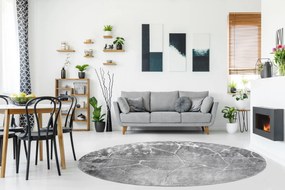 Tapijt MEFE modern  Rond ,  2783 marmeren  ,  - Structureel,  twee poolhoogte , donker grijskleuring