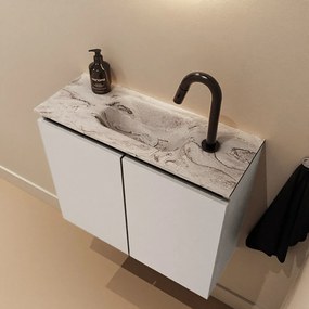 Mondiaz Ture DLux toiletmeubel 60cm linen met wastafel glace midden met kraangat