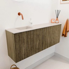 Mondiaz Joya DLux 110cm toiletmeubel ronding rechts dusk met wastafel faye links zonder kraangat meli