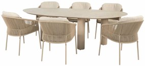 Taste by 4 Seasons Florence tuinset latte met estate tafel 240 cm keramiek Tuinstoel   taupe weerbestendig