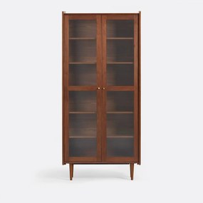 Vintage vitrinekast, 2 deuren, walnootfineer, RONDA
