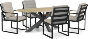 Tuinset 4 personen 200 cm Aluminium Grijs Lifestyle Garden Furniture Alessio/Brookline