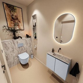 MONDIAZ TURE-DLUX 60cm toiletmeubel Clay. EDEN wastafel Glace positie midden. Zonder kraangat. TUREDX60CLAM0GLA