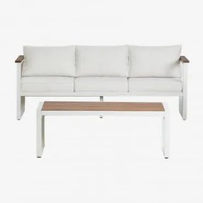 Tuinset Met 3-zitsbank En Salontafel Van Aluminium 110x55cm Lipov Gardenia Wit - Sklum