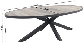 Hartman Milaan/Silva houtlook 240x115 cm. ovale tuinset - 7-delig