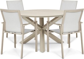 Tuinset Ronde Tuintafel 4 personen 120 cm Aluminium Zand/Beige  Lifestyle Garden Furniture Timo/Xento