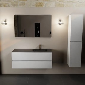 Mondiaz Aivy badmeubel 120cm talc met wastafel solid surface urban rechts 1 kraangat en spiegel