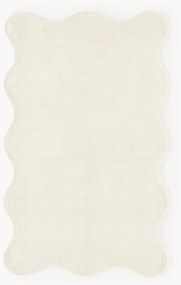 Handgeweven viscose vloerkleed Wavy met golvende rand