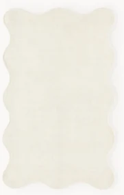 Handgeweven viscose vloerkleed Wavy met golvende rand