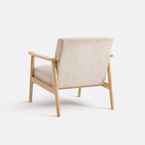 Loungefauteuil in hevea en structuurfluweel, EZRA
