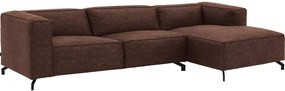 Goossens Bank Calvin bruin, micro leer, 3,5-zits, modern design
