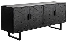 Tv-dressoir Zwart Hout Hexagon - 140x36x58cm.