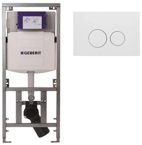 Geberit Inbouwreservoir - UP320 - QeramiQ metal bedieningsplaat - dualflush - ronde knoppen - metaal wit mat SW706190 0701131