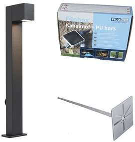 Moderne staande buitenlamp zwart 65cm met stopcontact IP44 - Baleno Buitenverlichting