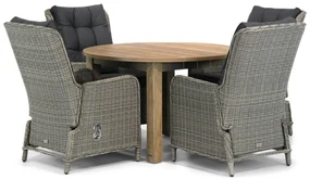 Tuinset Ronde Tuintafel 4 personen 120 cm Wicker Grijs Garden Collections Kingston/Brighton