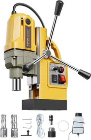 VEVOR Magnetische Boorkernboormachine 1200W φ50mm, 12500N Draagbare Elektrische Magneetboormachine met 2 Kernboren, 850rpm Boor voor Metalen Oppervlakten Industrie DIY Geel
