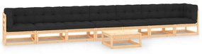 vidaXL 8-delige Loungeset met antracietkleurige kussens grenenhout