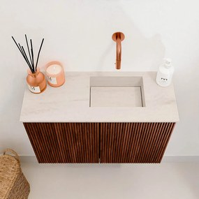 Mondiaz Joya DLux 60cm toiletmeubel ruby met wastafel faye rechts zonder kraangat meli