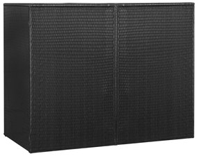 vidaXL Containerberging dubbel 153x78x120 cm poly rattan zwart