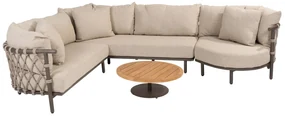 4 Seasons Outdoor Ezra hoek loungebank XL terre met loungetafel LoungebankLoungeset bruin weerbestendig