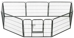 vidaXL Hondenren met 8 panelen 80x60 cm staal zwart