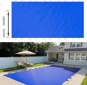 VEVOR Zwembadafdekking met Blauw Afmeting 4 x 8 m Afdekking voor Buitenzwembad Zwembadafmetingen 3,7 x 7,7 m Zwembad Afdekzeil, Rechthoekige Afdekking van Ingegraven Zwembad voor Home, Garden, Hotel