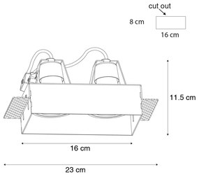 Set van 6 inbouwspots wit GU10 70mm 2-lichts trimless - Oneon Modern GU10 Binnenverlichting Lamp