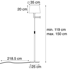 Stoffen Smart vloerlamp brons met witte kap en verstelbare arm incl. Wifi A60 - Ladas Deluxe Modern E27 rond Binnenverlichting Lamp