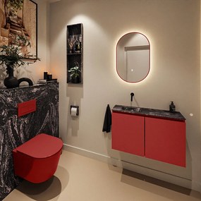 Mondiaz Ture DLux toiletmeubel 80cm fire met wastafel lava links zonder kraangat