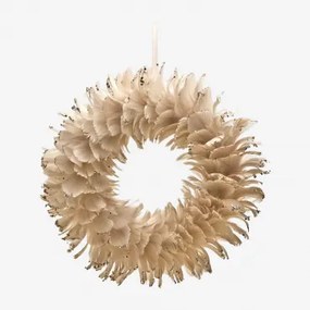 Decoratieve Kerstkrans Ø40 Cm Met Synthetische Veren Rory Bruin - Tarwe - Sklum